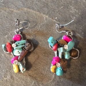 Multicolored Cross Earrings
